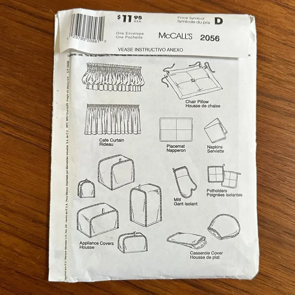 UNCUT McCall's Pattern 2056 Home Decorating